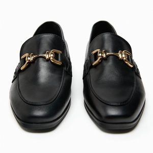 Zara buckled soft leather loafers